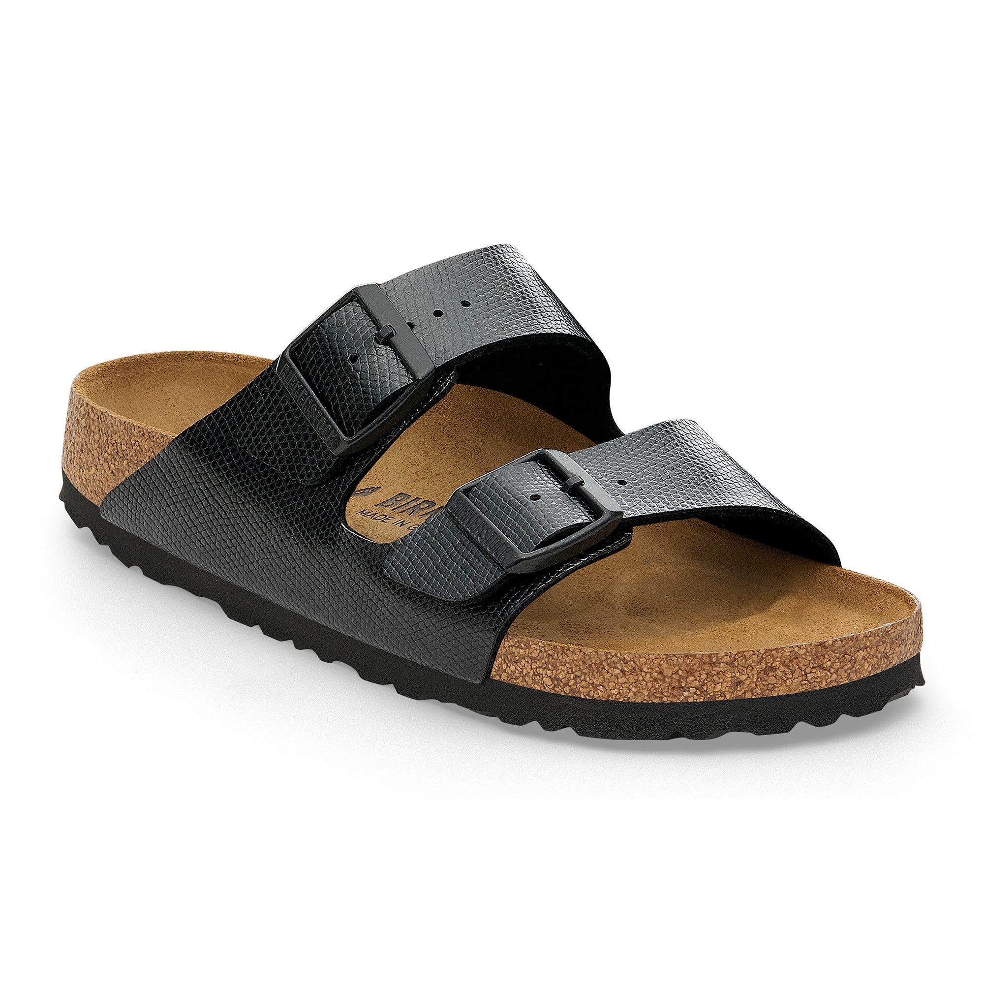 Arizona Classic Footbed : Black Embossed Lizard