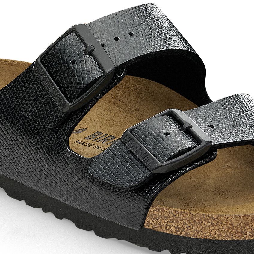 Arizona Classic Footbed : Black Embossed Lizard