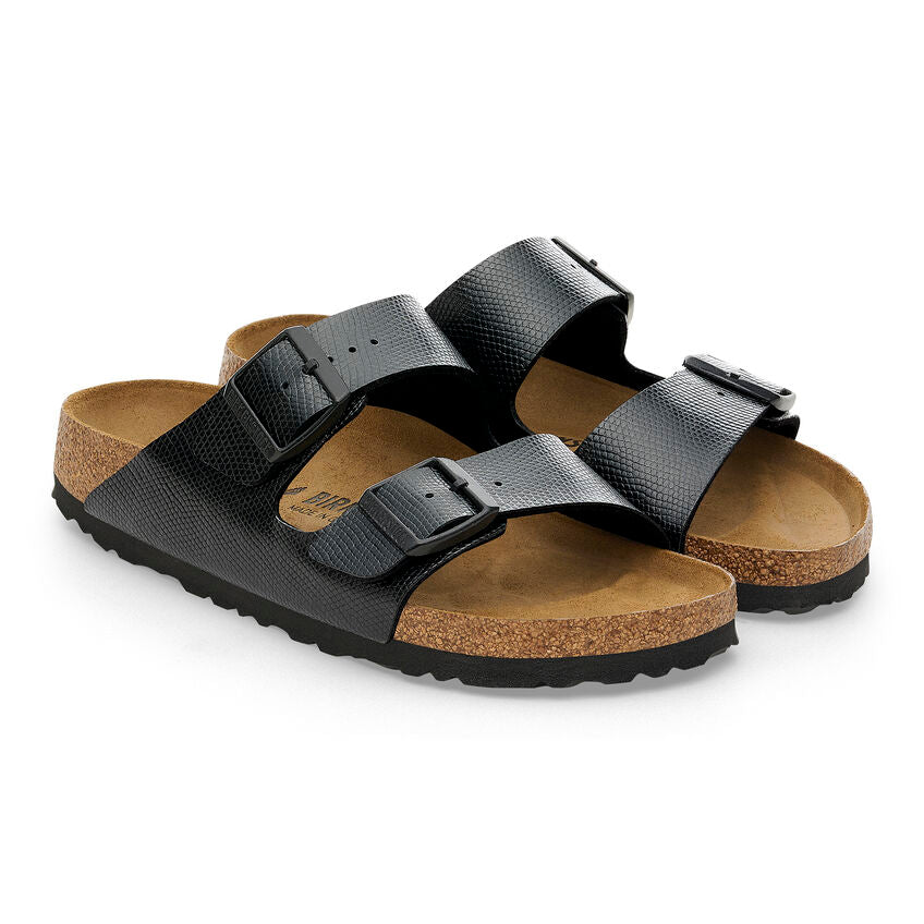 Arizona Classic Footbed : Black Embossed Lizard